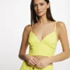 Bustier Crop Top à Ornement Dos Jaune Femme