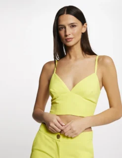 Bustier Crop Top à Ornement Dos Jaune Femme