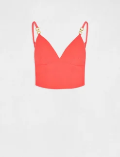 Bustier Crop Top Ornement Aux Bretelles Orange Femme -Mode de Reve Magasin bustier crop top ornement aux bretelles orange femme vue3 32536300939490703