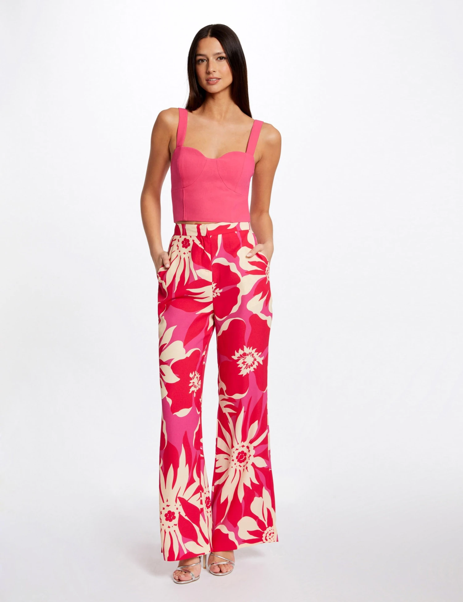 Bustier Crop Top Zippé Rose Moyen Femme 3 Bustier Crop Top Zippé Rose Moyen Femme – Image 3