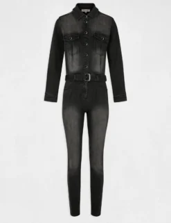 Combinaison Ajustée Ceinturée En Jean Gris Anthracite Femme -Mode de Reve Magasin combinaison ajustee ceinturee en jean gris anthracite femme vue3 32536300951500103