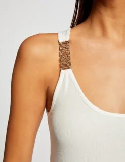 Débardeur Avec Bretelles à Ornements Ecru Femme -Mode de Reve Magasin debardeur avec bretelles a ornements ecru femme vue4 32536300938470201