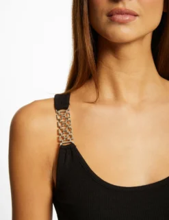 Débardeur Avec Bretelles à Ornements Noir Femme -Mode de Reve Magasin debardeur avec bretelles a ornements noir femme vue4 32536300938470100