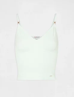 Débardeur Bretelles Fines à Col En V Vert Clair Femme -Mode de Reve Magasin debardeur bretelles fines a col en v vert clair femme vue3 32536300885760607