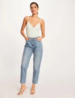 Débardeur Bretelles Fines à Col En V Vert Clair Femme -Mode de Reve Magasin debardeur bretelles fines a col en v vert clair femme vue5 32536300885760607