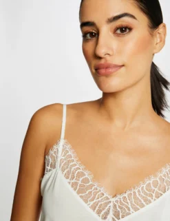Débardeur Bretelles Fines Avec Dentelle Ecru Femme -Mode de Reve Magasin debardeur bretelles fines avec dentelle ecru femme vue4 32536300885780201