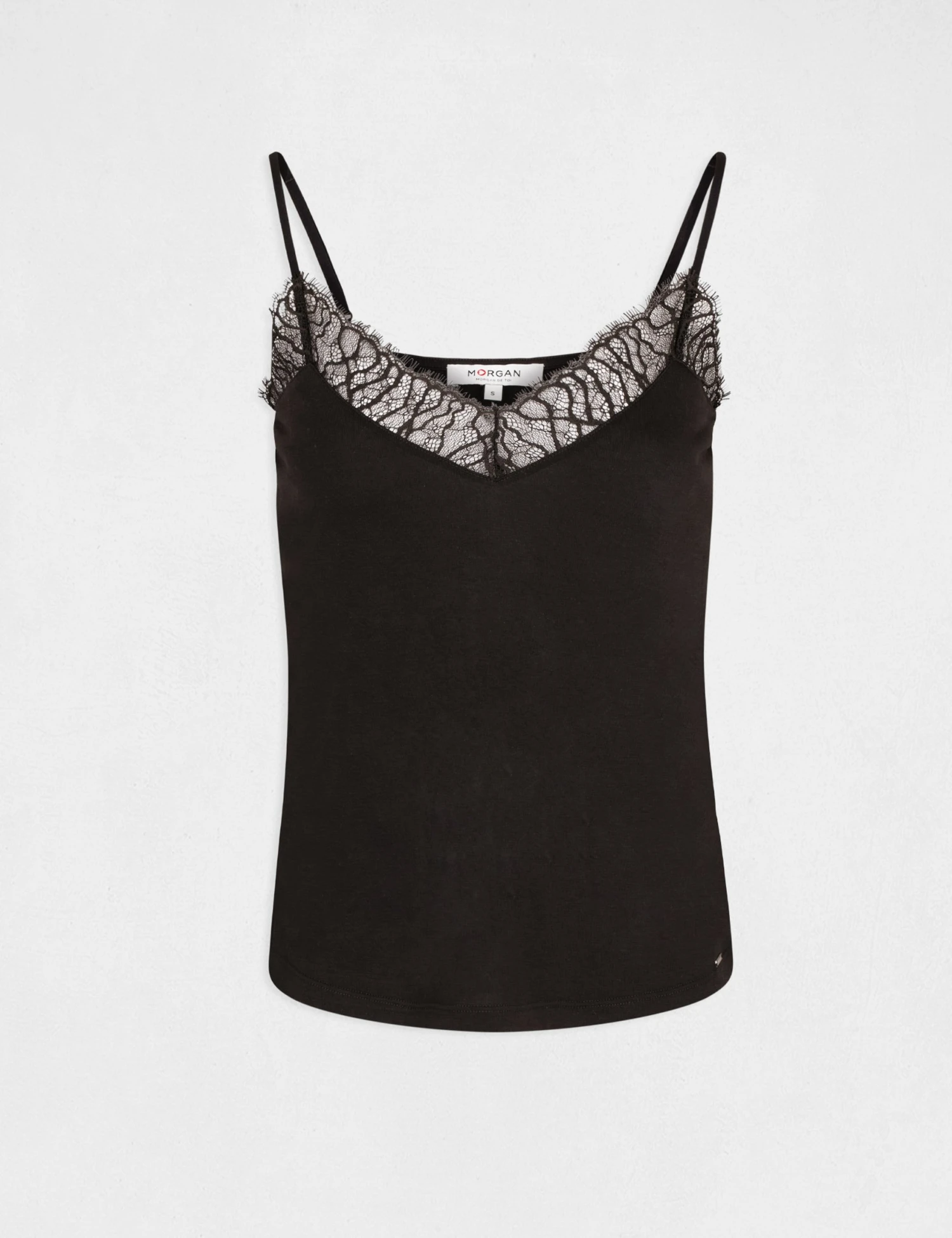 Débardeur Bretelles Fines Avec Dentelle Noir Femme 4 Débardeur Bretelles Fines Avec Dentelle Noir Femme – Image 4