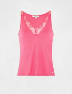 Débardeur Bretelles Fines Avec Dentelle Rose Femme -Mode de Reve Magasin debardeur bretelles fines avec dentelle rose femme vue3 32536300938490503