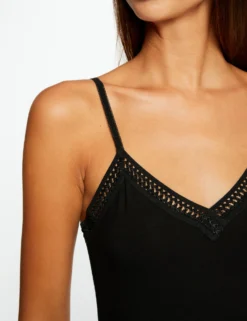 Débardeur Bretelles Fines Bande Dentelle Noir Femme -Mode de Reve Magasin debardeur bretelles fines bande dentelle noir femme vue4 32536300763600100