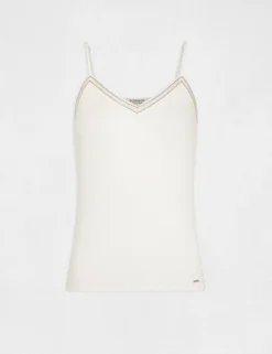 Débardeur Bretelles Fines Col En V Ecru Femme -Mode de Reve Magasin debardeur bretelles fines col en v ecru femme vue3 32536300938550201