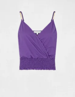 Débardeur Bretelles Fines Smocké Violet Fonce Femme -Mode de Reve Magasin debardeur bretelles fines smocke violet fonce femme vue3 32536300939130311