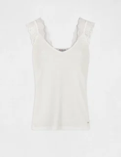 Débardeur Bretelles Larges à Dentelle Ecru Femme -Mode de Reve Magasin debardeur bretelles larges a dentelle ecru femme vue3 32536300943430201