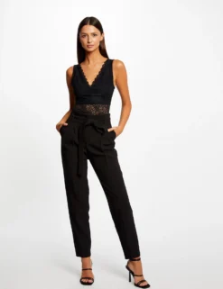 Débardeur Bretelles Larges à Dentelle Noir Femme