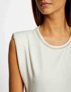 Débardeur Bretelles Larges à épaulettes Ecru Femme -Mode de Reve Magasin debardeur bretelles larges a epaulettes ecru femme vue4 32536300939170201