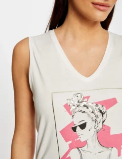 Débardeur Bretelles Larges à Inscription Ecru Femme -Mode de Reve Magasin debardeur bretelles larges a inscription ecru femme vue4 32536300939540201