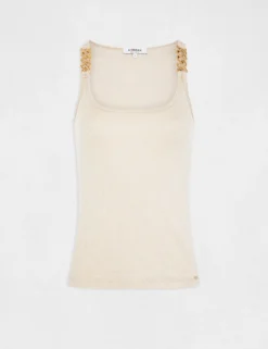 Débardeur Bretelles Larges Avec Chaînes Ivoire Femme -Mode de Reve Magasin debardeur bretelles larges avec chaines ivoire femme vue3 32536300928640203