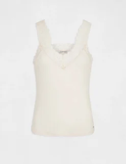 Débardeur Bretelles Larges Avec Dentelle Ivoire Femme -Mode de Reve Magasin debardeur bretelles larges avec dentelle ivoire femme vue3 32536300883940203