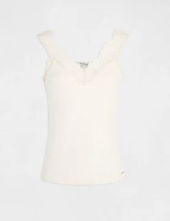 Débardeur Bretelles Larges Avec Dentelle Ivoire Femme -Mode de Reve Magasin debardeur bretelles larges avec dentelle ivoire femme vue3 32536300924090203