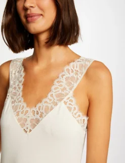 Débardeur Bretelles Larges Avec Dentelle Ivoire Femme -Mode de Reve Magasin debardeur bretelles larges avec dentelle ivoire femme vue4 32536300883940203