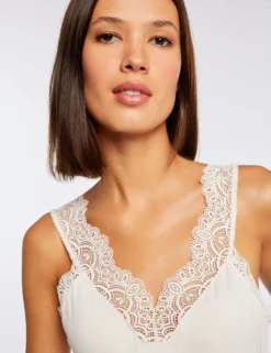 Débardeur Bretelles Larges Avec Dentelle Ivoire Femme -Mode de Reve Magasin debardeur bretelles larges avec dentelle ivoire femme vue4 32536300924090203
