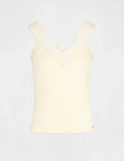 Débardeur Bretelles Larges Avec Dentelle Jaune Paille Femme 8 Débardeur Bretelles Larges Avec Dentelle Jaune Paille Femme -Mode de Reve Magasin debardeur bretelles larges avec dentelle jaune paille femme vue3 32536300883940402