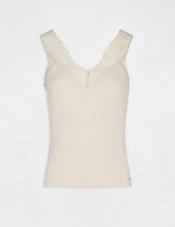 Débardeur Bretelles Larges Avec Dentelle Mastic Femme -Mode de Reve Magasin debardeur bretelles larges avec dentelle mastic femme vue3 32536300884050204