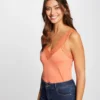 Débardeur Bretelles Larges Avec Dentelle Orange Femme