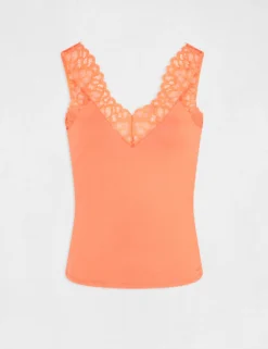 Débardeur Bretelles Larges Avec Dentelle Orange Femme 8 Débardeur Bretelles Larges Avec Dentelle Orange Femme -Mode de Reve Magasin debardeur bretelles larges avec dentelle orange femme vue3 32536300883940703