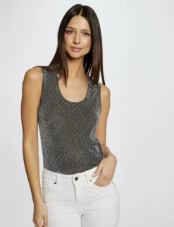 Mode de Reve Magasin 36 Débardeur Bretelles Larges Col Rond Argente Femme