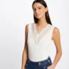 Débardeur Bretelles Larges Côtelé Ecru Femme