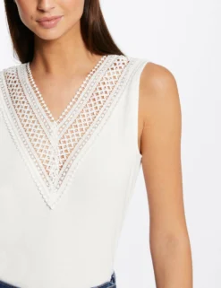 Débardeur Bretelles Larges Côtelé Ecru Femme 9 Débardeur Bretelles Larges Côtelé Ecru Femme -Mode de Reve Magasin debardeur bretelles larges cotele ecru femme vue4 32536300938700201