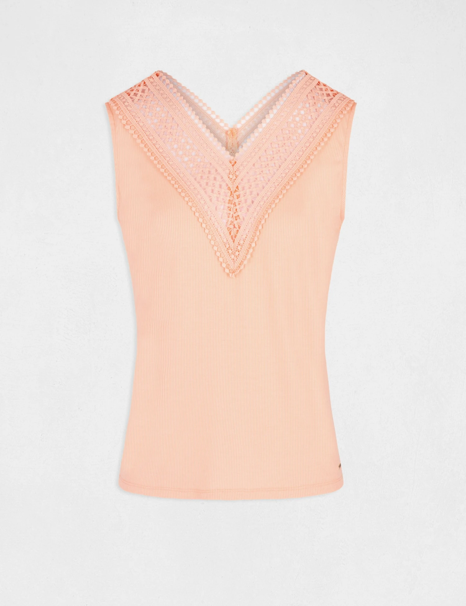 Débardeur Bretelles Larges Côtelé Rose Moyen Femme 4 Débardeur Bretelles Larges Côtelé Rose Moyen Femme – Image 4