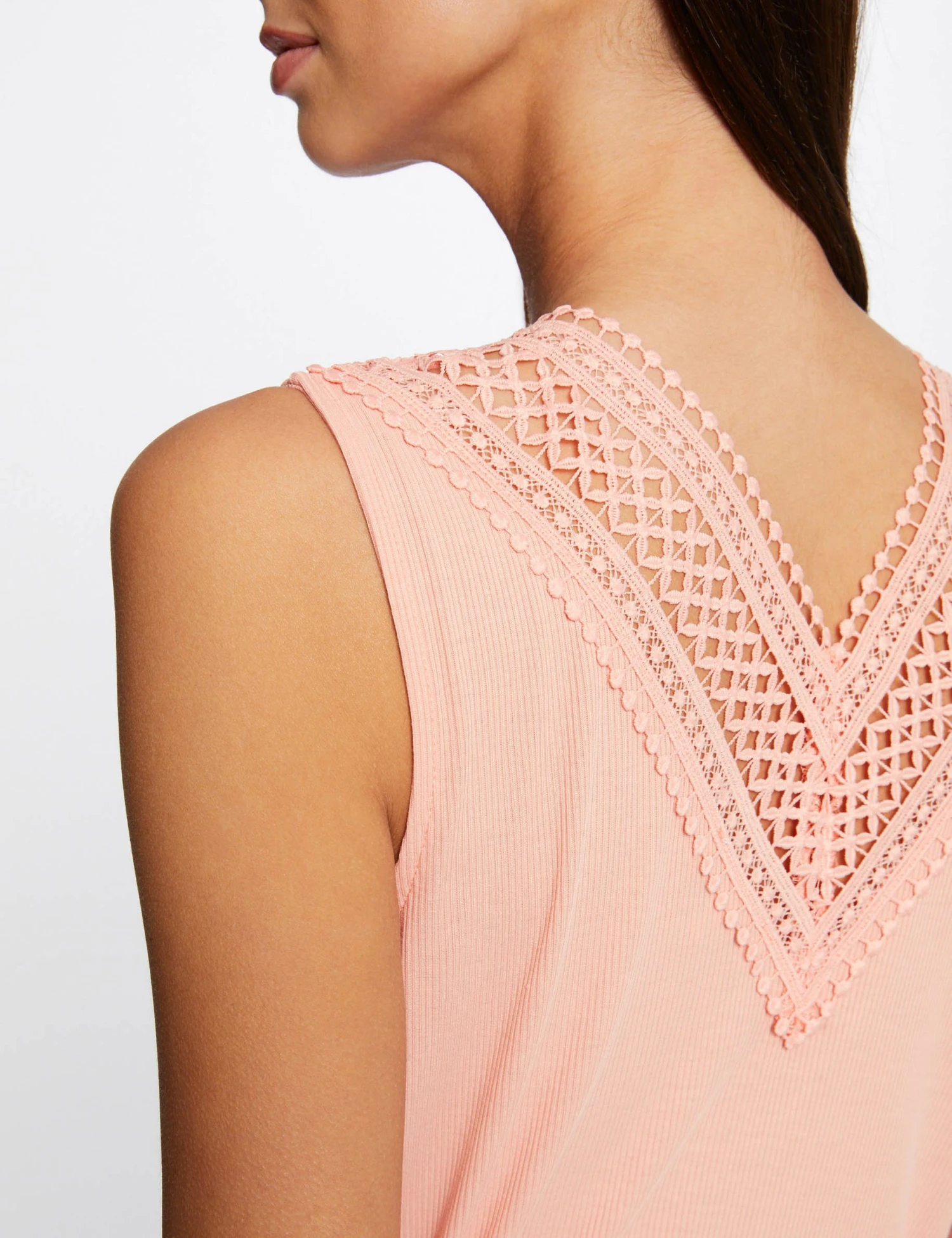 Débardeur Bretelles Larges Côtelé Rose Moyen Femme 5 Débardeur Bretelles Larges Côtelé Rose Moyen Femme – Image 5