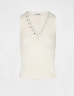 Débardeur Bretelles Larges Effet Côtelé Ivoire Femme -Mode de Reve Magasin debardeur bretelles larges effet cotele ivoire femme vue3 32536300894360203