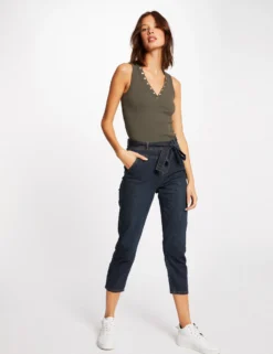 Débardeur Bretelles Larges Effet Côtelé Vert Kaki Femme -Mode de Reve Magasin debardeur bretelles larges effet cotele vert kaki femme vue5 32536300894360603