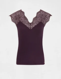 Débardeur Bretelles Larges En Dentelle Prune Femme 8 Débardeur Bretelles Larges En Dentelle Prune Femme -Mode de Reve Magasin debardeur bretelles larges en dentelle prune femme vue3 32536300823170505