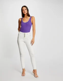 Débardeur Côtelé Col à Détails Bijoux Violet Femme -Mode de Reve Magasin debardeur cotele col a details bijoux violet femme vue5 32536300950600310