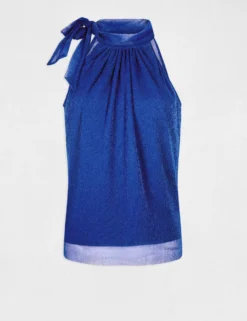 Débardeur Encolure Américaine Avec Noeud Bleu Femme -Mode de Reve Magasin debardeur encolure americaine avec noeud bleu femme vue3 32536300954390300