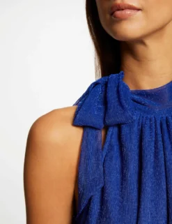 Débardeur Encolure Américaine Avec Noeud Bleu Femme -Mode de Reve Magasin debardeur encolure americaine avec noeud bleu femme vue4 32536300954390300