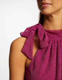 Débardeur Encolure Américaine Avec Noeud Rose Femme -Mode de Reve Magasin debardeur encolure americaine avec noeud rose femme vue4 32536300954390503