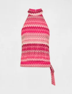 Débardeur Encolure Américaine Crochet Rose Femme -Mode de Reve Magasin debardeur encolure americaine crochet rose femme vue3 32536300954530503