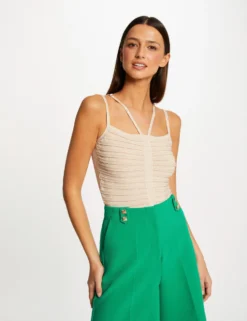 Débardeur Pull à Bretelles Vieux Rose Femme