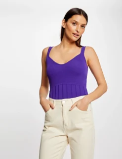 Débardeur Pull à Bretelles Violet Femme
