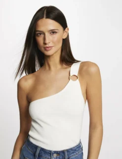 Débardeur Pull Asymétrique Avec Boucle Ecru Femme