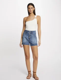 Débardeur Pull Asymétrique Avec Boucle Ecru Femme -Mode de Reve Magasin debardeur pull asymetrique avec boucle ecru femme vue5 32536300942930201