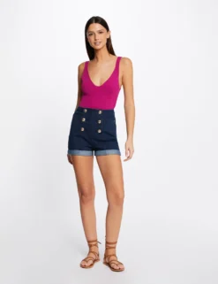 Débardeur Pull Avec Col En V Framboise Femme -Mode de Reve Magasin debardeur pull avec col en v framboise femme vue5 32536300942800502