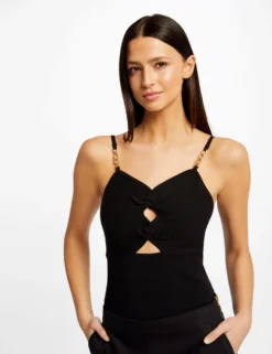 Débardeur Pull Avec Détails Bijoux Noir Femme