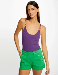 Débardeur Pull Avec Détails Chaînes Violet Fonce Femme