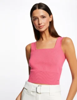 Débardeur Pull Bretelles Larges Rose Femme
