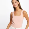 Débardeur Pull Bretelles Larges Rose Moyen Femme
